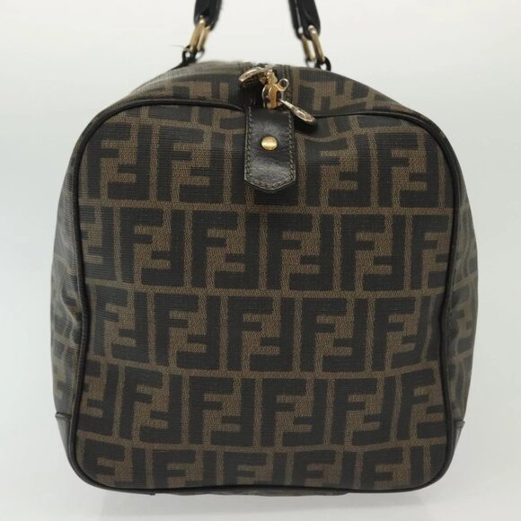 FENDI Zucca Canvas Hand Bag PVC Black Brown Auth 139395 - Picture 6 of 16